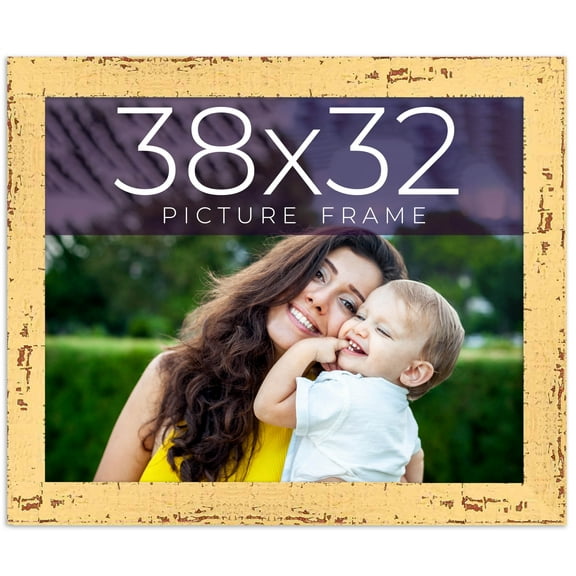 38x32 Frame Yellow Real Wood Picture Frame Width 1.25 inches | Interior Frame Depth 0.5 inches |