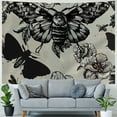 thumbnail image 4 of PRATYUS  Skull Moth Fabric Wall Hanging Tapestry  Vintage Black Gothic Retro Floral Leaves Mysterious Flower Plant Spooky Botanical Butterfly Home Decor Art for Living Room Bedroom Dorm Painting, 4 of 6