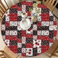 thumbnail image 2 of Pioneer Flower Floral Print Pattern Round Fitted Tablecloth with Elastic Edge, Waterproof Dining Table Cover for Indoor Outdoor Camping and Daily Use, 2 of 6