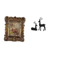 thumbnail image 1 of Marco de fotos,Marco de fotos retro Marco de fotos de mesa vintage,Marco de fotos adornado para colgar en la pared,decoración del hogar,Estatua de reno,Estatua de reno negro,decoración del, 1 of 8
