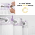 thumbnail image 2 of No Hook Shower Curtains with Snap-in Liner Set, Purple White Floral Waterproof Hotel Style Bathroom Shower Curtain, Spring Botanical Leaves Farmhouse Breathable Mesh Top Bath Curtains 48''x72'', 2 of 9