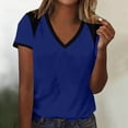 thumbnail image 2 of Enjoytime Short Sleeve Tops for Women Patchwork V-Neck T-Shirt Summer Business Casual Basic Tees, 2 of 6