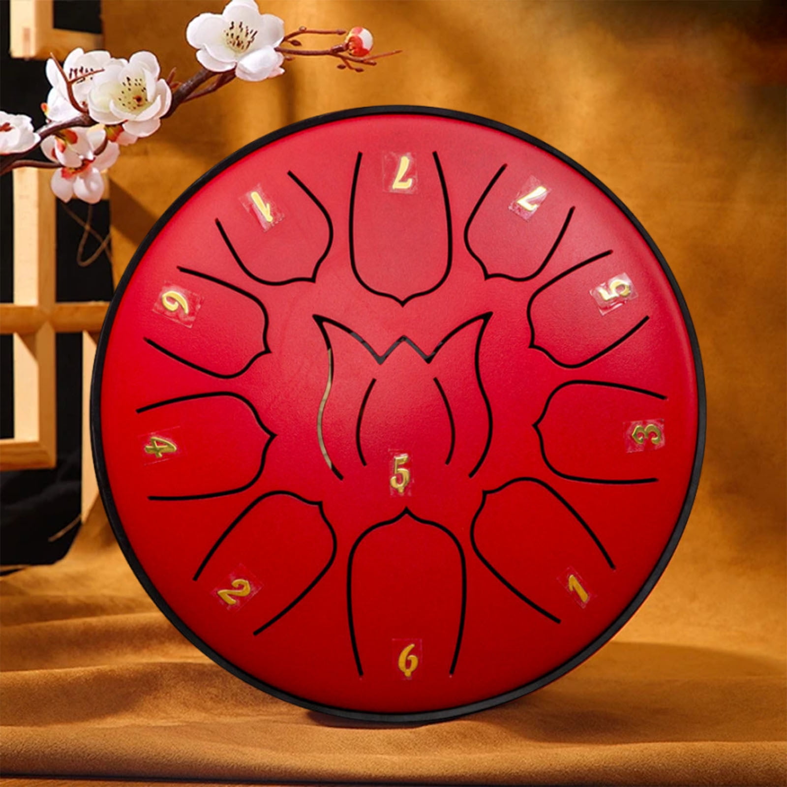 Uutvmp Rain Drum for Outside, 11 Note 6 Inch Rain Drum for Outside Garden, Steel Tongue Drum Rain Chime, Handpan Drum steel tongue drum for Yoga, Meditation, Prenatal Music Education