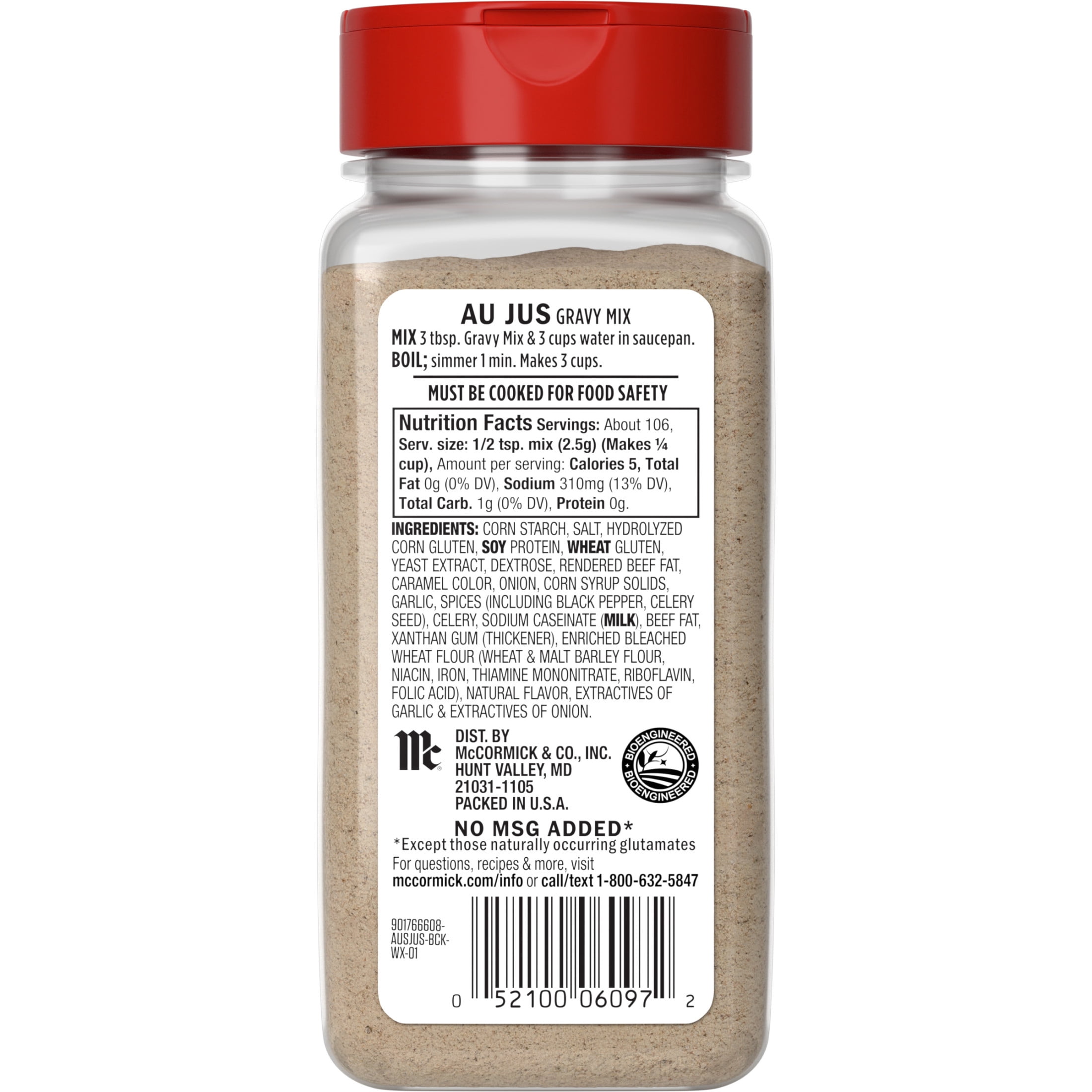 McCormick Au Jus Gravy Mix, 9.4 oz Bottle