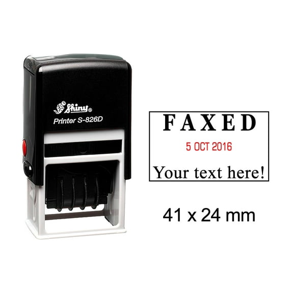 Self Inking Shiny Date Stamp With Faxed Your Text Here Text Ofiice Stationery Rubber Stamper S-826D