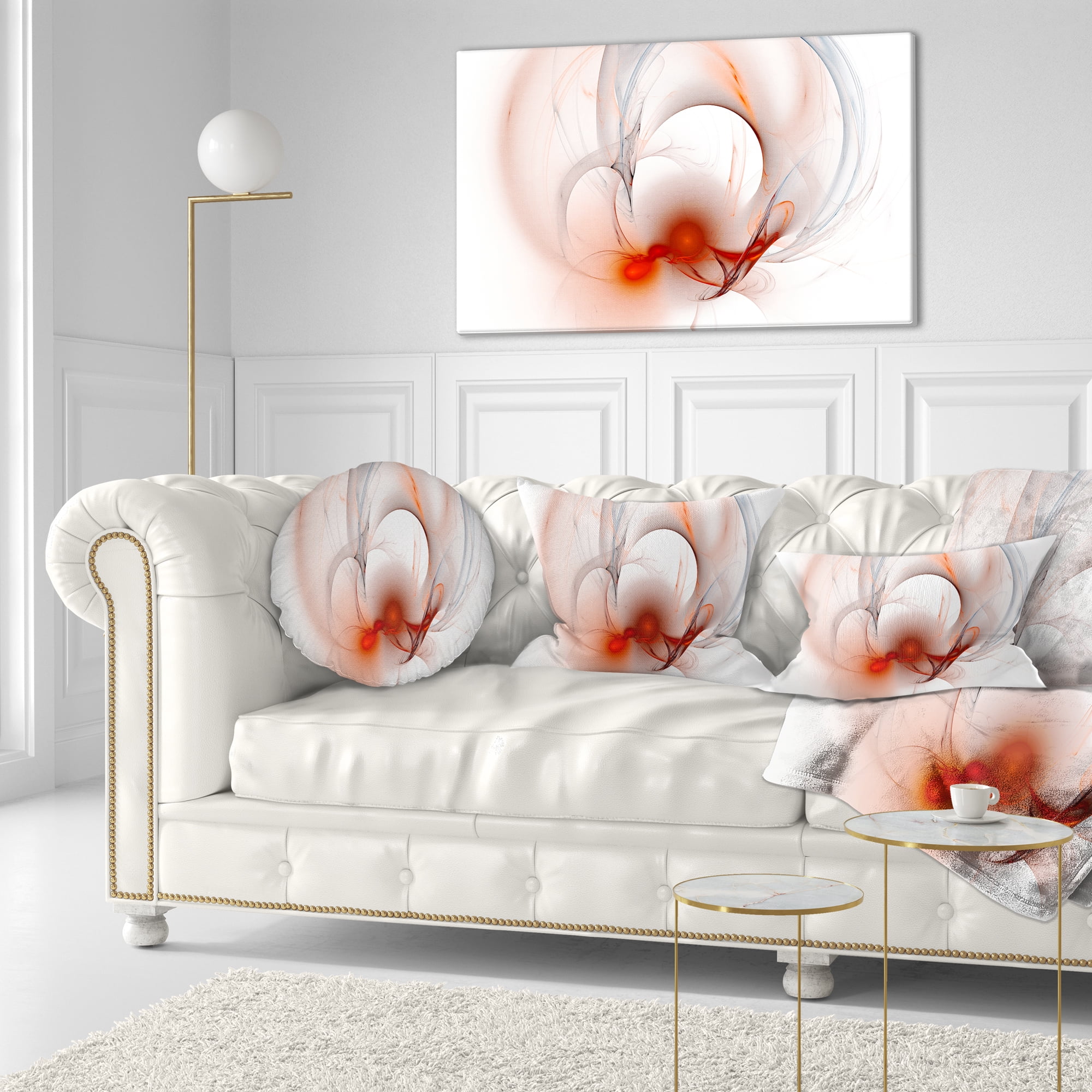 Designart Red Fractal Galactic Nebula - Abstract Throw Pillow - 12x20