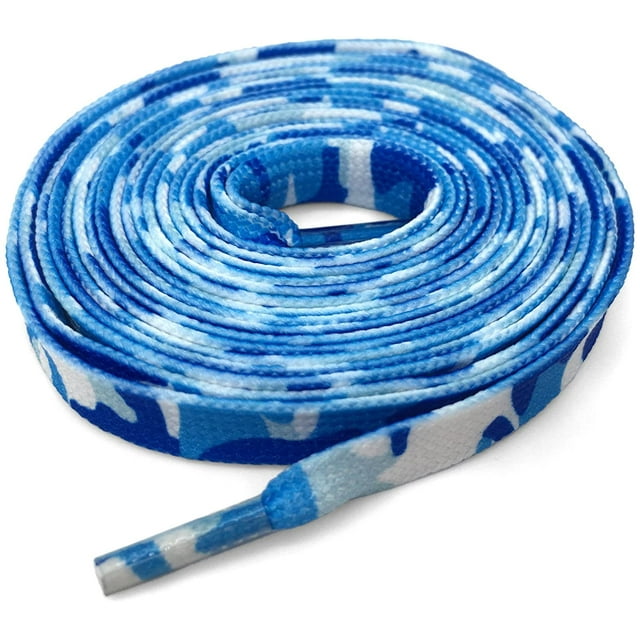 Flat Colorful Shoelaces Gradient Rainbow Shoe Lace Shoestring 2 Pair(Blue,100cm)