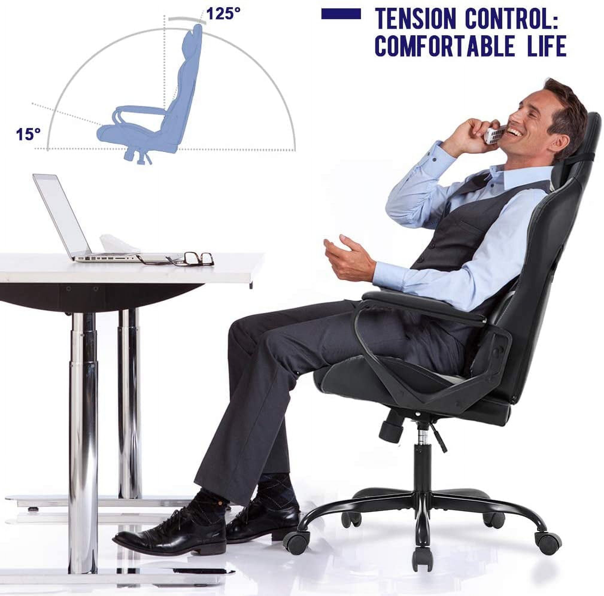 BestOffice Racing Gaming Chair w/Adjustable Lumbar Pillow & Reclining Backrest, White