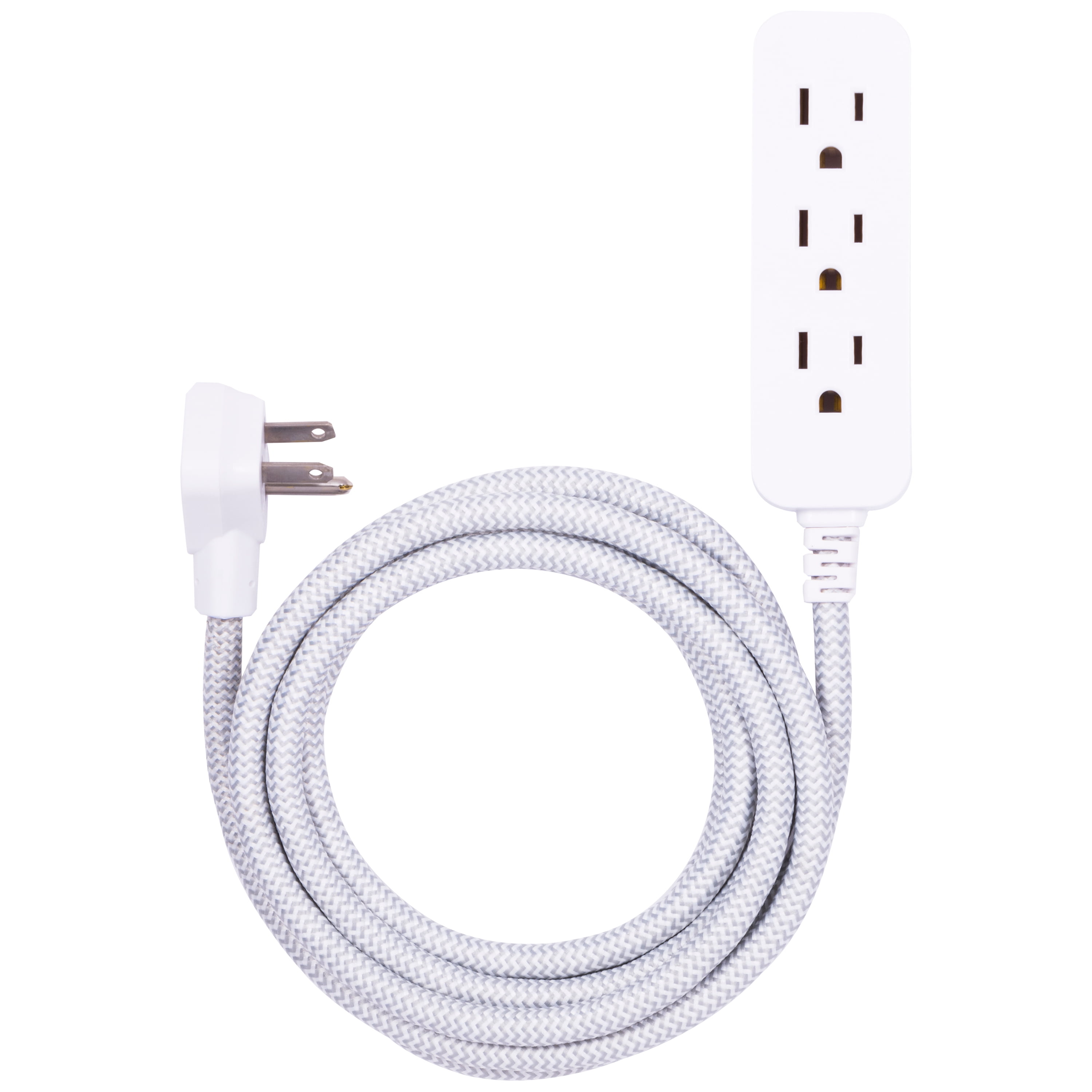 GE Pro 8-ft 3-Outlet Extension Cord with Surge Protection, 250J, White/Gray, 38433