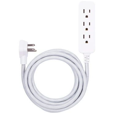 GE Pro Extension Cord with Surge Protection, 250J, White/Gray, 8ft. – 38433