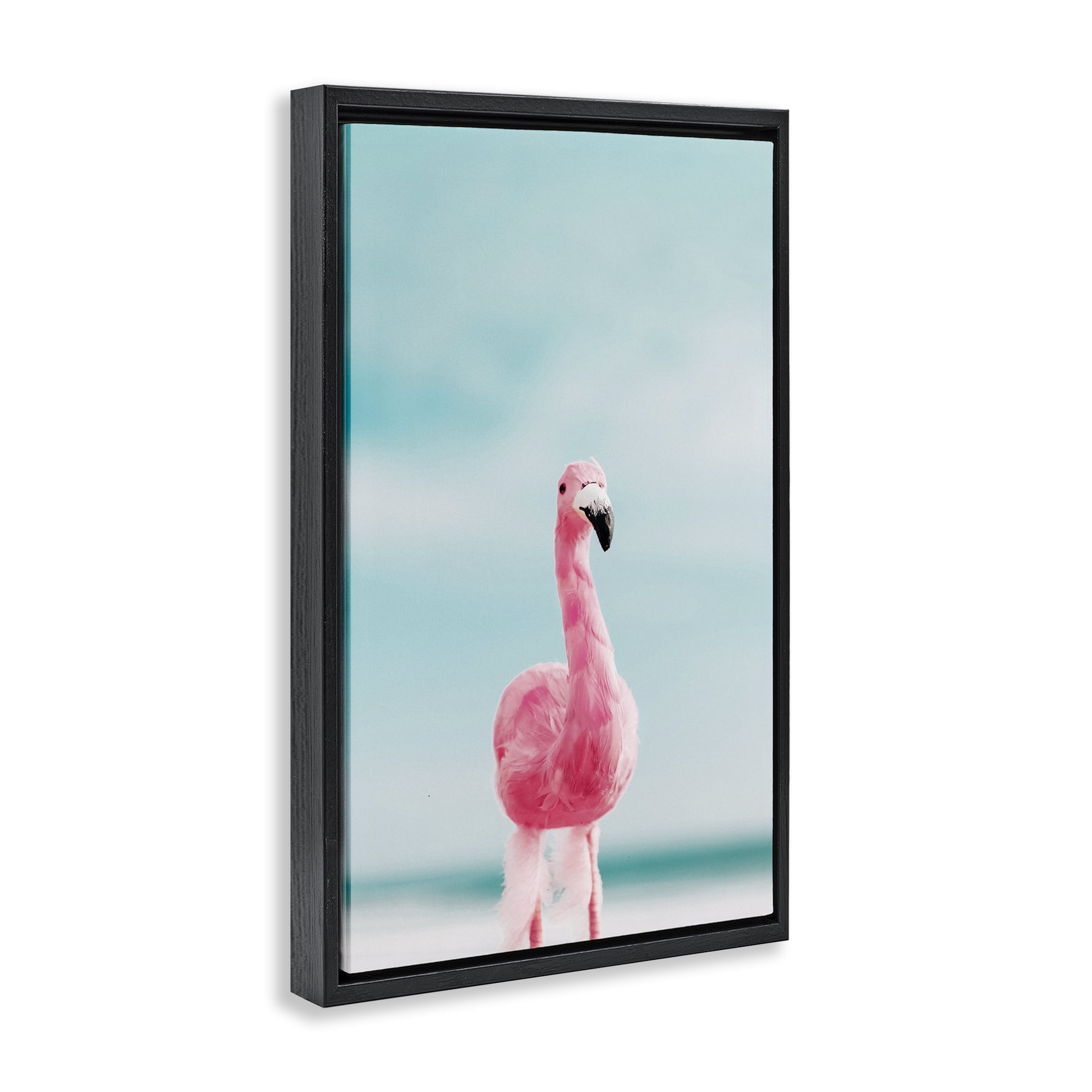 Stupell Industries Funky Summer Flamingo Nautical & Beach Photography Black Floater Framed Canvas Art Print Wall Art, 17 x 25