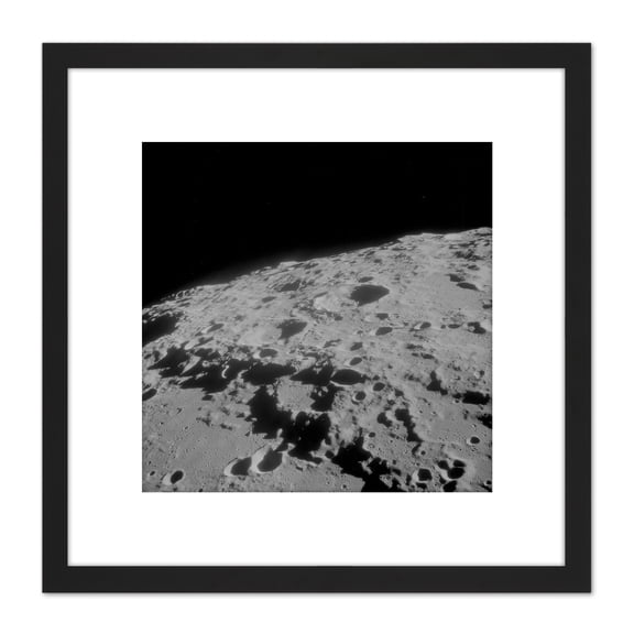 Space NASA Apollo 11 Moon Crater 312 Crookes 1969 Photo 8X8 Inch Square Wooden Framed Wall Art Print Picture with Mount