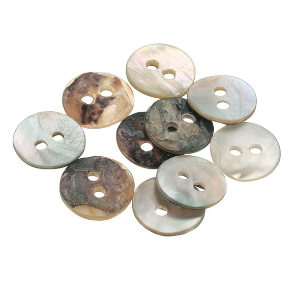10pcs Pearl Shell Buttons 0.5" (12.5mm) 4 Hole Round Shell Sewing Button Natural for Cloth Craft Shirt DIY