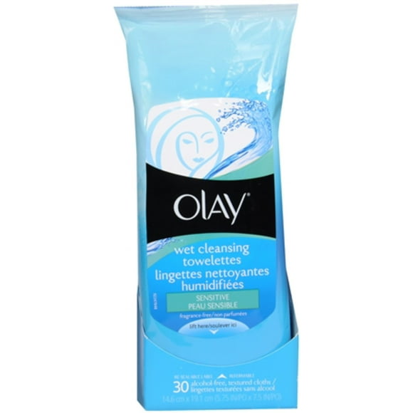 OLAY Wet Cleansing Cloths, Sensitive Skin 30 Ea (Pack of 2)
