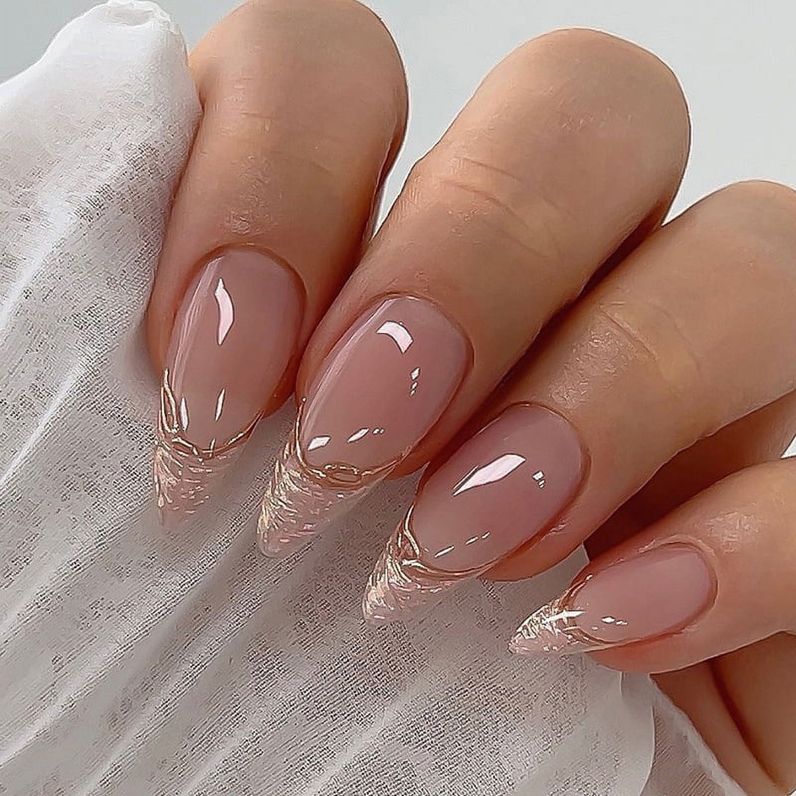 FITDON 240PCS Stiletto False Nail Tips, Clear Medium Almond Acrylic Nail Tips Full Cover Artificial Fake Nails