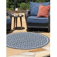 thumbnail image 3 of Rugs.com Outdoor Lattice Collection Rug – 4 Ft Round Navy Blue Flatweave Rug Perfect For Kitchens, Dining Rooms, 3 of 8