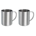 thumbnail image 1 of 2Pcs Tazas de Café de Metal, Tazas de Té de Café de Doble Pared de 14 Onzas con Mangos para Bebidas Frías o Calientes (Plata), 1 of 7