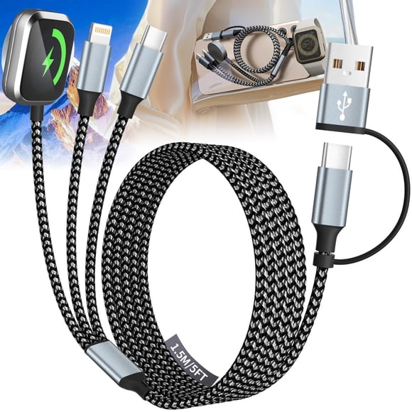 Cable de carga MPATIBY Travel 3 en 2 para iWatch/iPhone de 5 pies