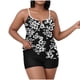 thumbnail image 2 of Traje de baño de 2 piezas para mujer, trajes de baño para mujer, conjunto de traje de baño informal de color liso extragrande con top dividido y relleno en el pecho para mujer, blusa de poliéster para, 2 of 6