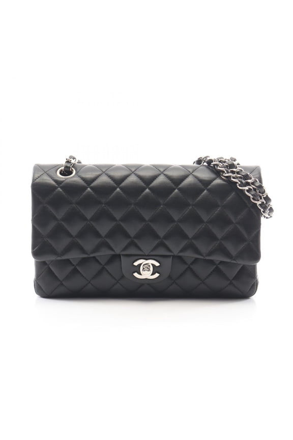Pre-Owned Chanel Matelass Double Flap Shoulder Bag/Handbag, Lambskin Leather, Women's, Black