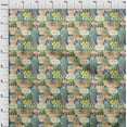 thumbnail image 4 of oneOone Silk Tabby Medium Blue Fabric Plants Cactus With Flowers Fabric For Sewing Printed Craft Fabric By The Yard 42 Inch Wide, 4 of 4