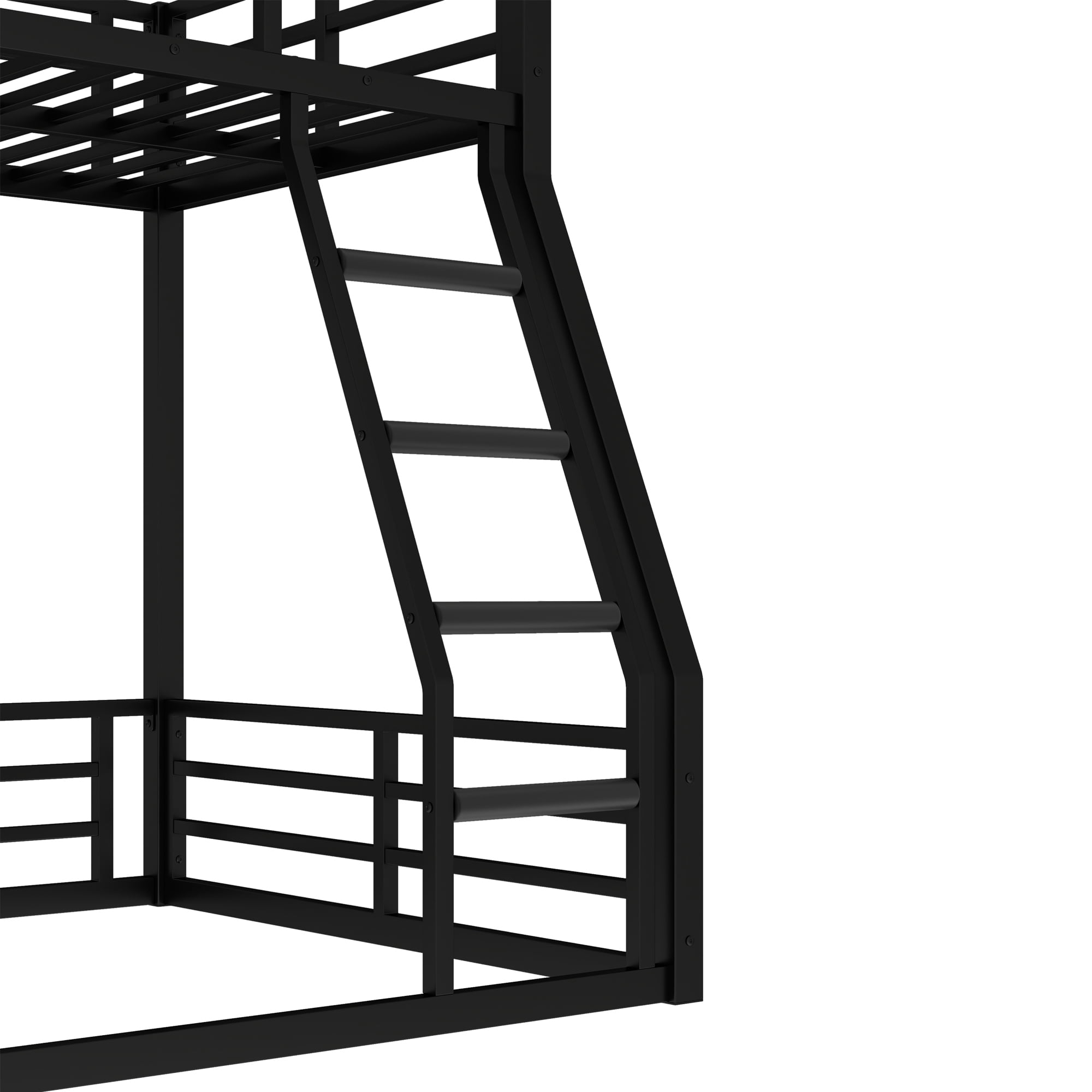 Twin over Full Metal Bunk Bed,Floor Bunk Bed with Sturdy Metal Frame,Noise-reduced Design, Black