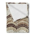 thumbnail image 2 of Beige Soft Flannel Fleece Blanket, Gradient Colored Mosaic Waves Setting Antique Roman Royal Dated Retro Patterns, Cozy Plush for Indoor and Outdoor Use, 50" x 70", Beige Brown Tan, by Ambesonne, 2 of 5