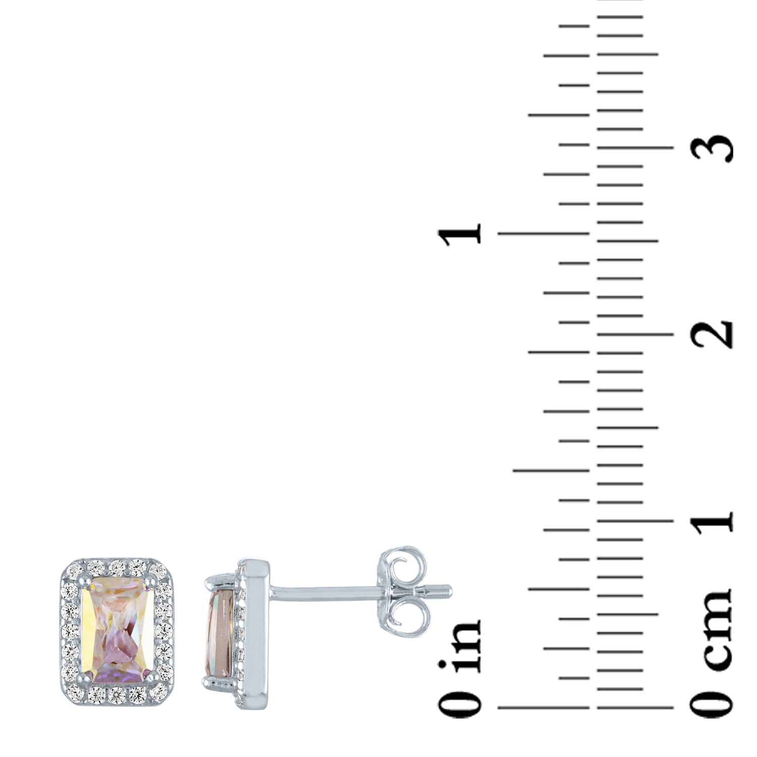 Ladies Brilliance Fine Jewelry Simulated Aurora Borealis and CZ Sterling SilverEarrings