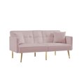 thumbnail image 3 of paprsso Convertible Velvet Futon Sofa Bed, Modern Loveseat Sleeper Sofa Couch with 3 Adjustable Positions and Two Pillows, Suitable for Living Room, Bedroom, Small Space (Pink), 3 of 6