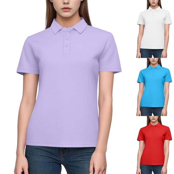 FRSASU Womens Golf Polo Shirts Short Sleeve Collared Tops Lightweight Moisture Wicking Tennis Activewear White
