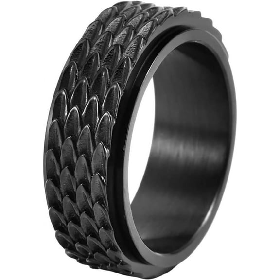 Dragon Scale Anxiety Ring for Men Cool Stainless Steel Snake Dragon Scales Spinner Rings Fidget Ring Mens Ring