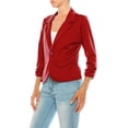 thumbnail image 2 of Moa Collection Women's Fitted Solid Blazer with Button Closure and Ruched Sleeves, 2 of 6