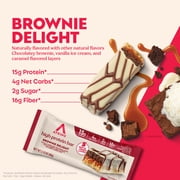Atkins High Protein Bars, Brownie Delight Flavor, 15g of Protein, 4g Net Carbs, Keto Protein Bars, Low Sugar, 4 Count