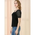 thumbnail image 4 of Unique Bargains Blouse Élégante à Manches Bouffantes pour Femmes, Col Carré, 4 of 6