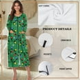 thumbnail image 6 of Xoenoiee Christmas Bulb Snowflake Print House Dresses for Women Xmas Zip Up Robes with 2 Pockets, Soft Nightgown Half Sleeve House Coat Long Night Gowns Sleepwear, L, 6 of 6