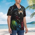 thumbnail image 3 of Logiee Vintage Wolf Warrior Print Mens Hawaiian Shirts,Loose-Fit Short Sleeve Button Down Tropical Aloha Beach Shirt,Summer Vacation Wedding Tops,Large, 3 of 7