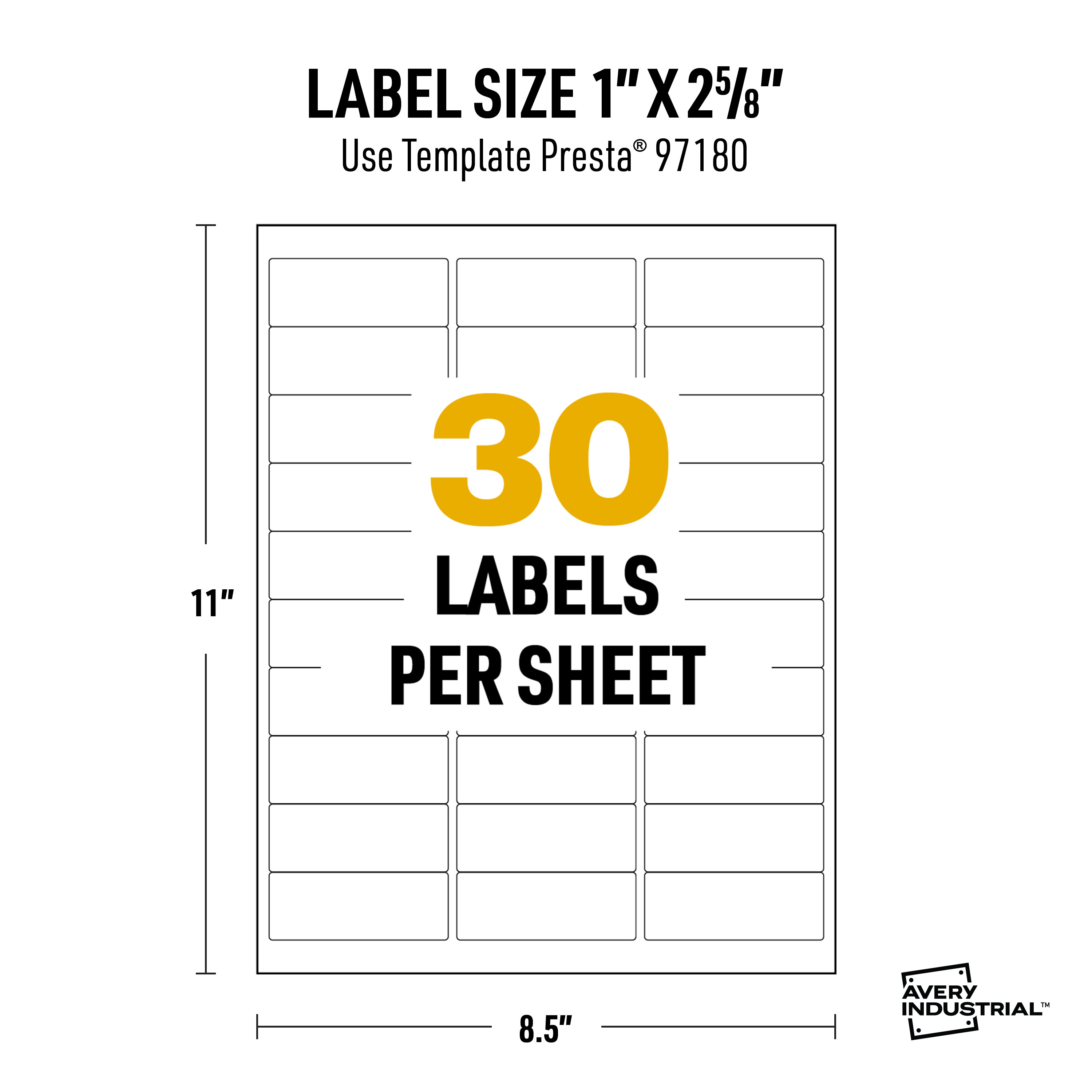 Avery UltraDuty GHS Labels, Waterproof, X 2-5/8 Inch Rectangle Printable  Labels, Pack of 750 White Labels for Use with Laser Printers