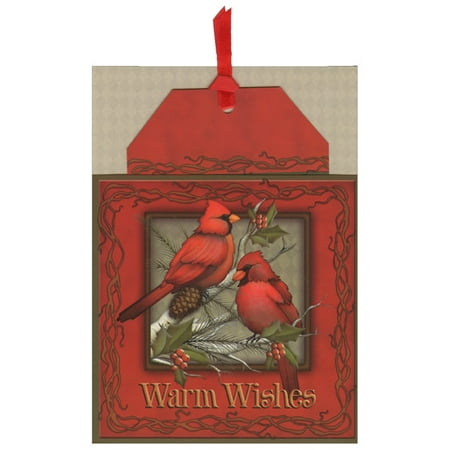 Warm Wishes Holiday Season - LPG Greetings Warm Wishes Cardinals Pocket Ornament Card Bookmark Holiday Card
