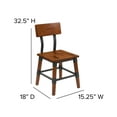 BizChair 2 Pack Rustic Antique Walnut Industrial Wood Dining Chair