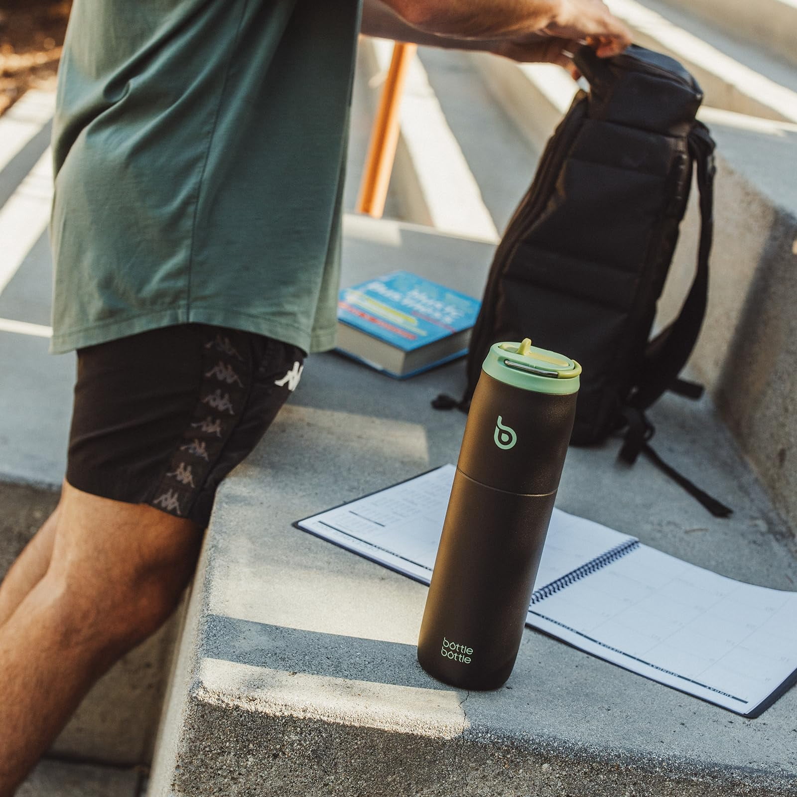 BOTTLE BOTTLE Stainless Steel Water Bottle with Straw Lid and Handle 32 oz Vacuum Insulated Cup for Sports Travel Gym Hiking, Leak-Proof Wide Mouth Water Bottles for Men,aurora green