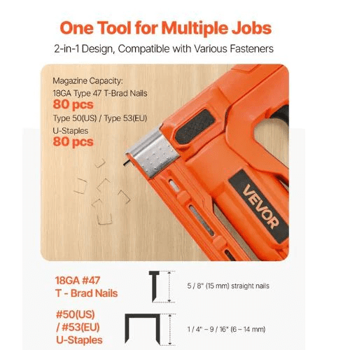 Cordless Brad Nailer 2-in-1 Nail Gun Staple Gun ncludes 1000 Pcs Staples and 1000 Pcs Nails with Battery and Charger
