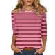 thumbnail image 1 of Camisetas casuales de manga 3/4 para mujer Tops con cuello redondo Rojo/2XL, 1 of 5