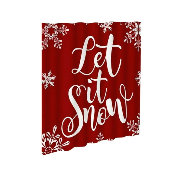 chaungfeng Christmas Printing Shower Curtain, Christmas Theme Waterproof Fabric Curtain Set with 12 Hooks, for Bathroom Decor, Holiday Atmosphere, Seasonal Use(70" W X 70 H)