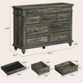 thumbnail image 3 of 9 Drawers Dresser for Bedroom, 47" Wide Wood Rustic Chest of 9 Drawers with Metal Handles, Vintage Design, 3 of 7