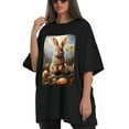 thumbnail image 4 of Plus Size Shirt for Women Oversized Black Tops for Women Short Sleeves Shirt for Women Easter T Shirt Crewneck Shirt for Women M, 4 of 5