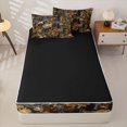 thumbnail image 4 of Castle Fairy Teens Woodland Deer Zipper Queen Comforter Set with Fitted Sheet and 2 Pillowcases,Autumn Maple Leaf Branches Zipper Bedding Set,Brown Tan Cream,Black Reversible,4 Pieces, 4 of 6