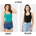 thumbnail image 3 of Women's Square Neck Tank Tops Cotton Racerback Camisole With Shelf Bra, 2-Packs, 3 of 7
