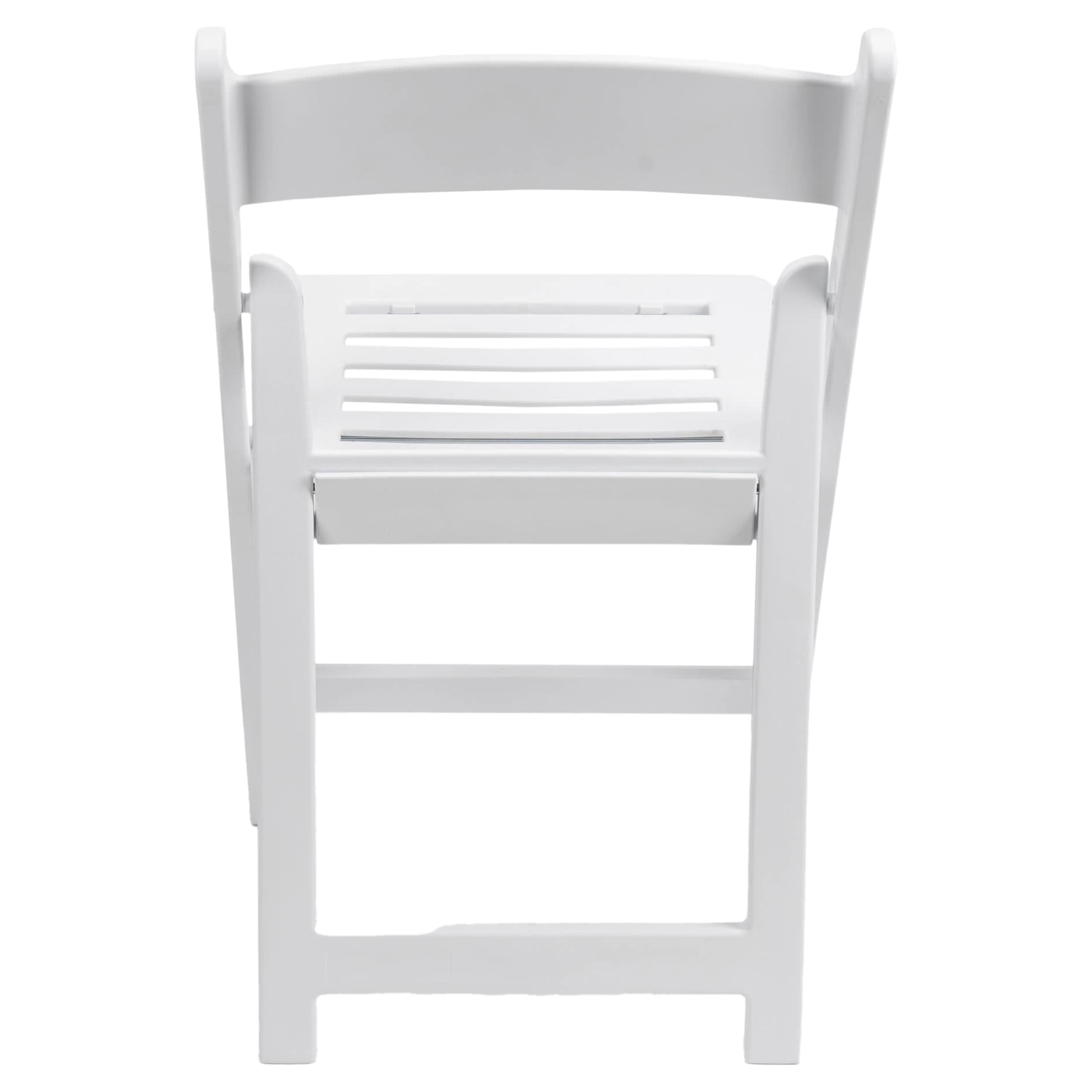 TitanPRO White Resin Folding Chairs with Slatted Seats, 4 Pack