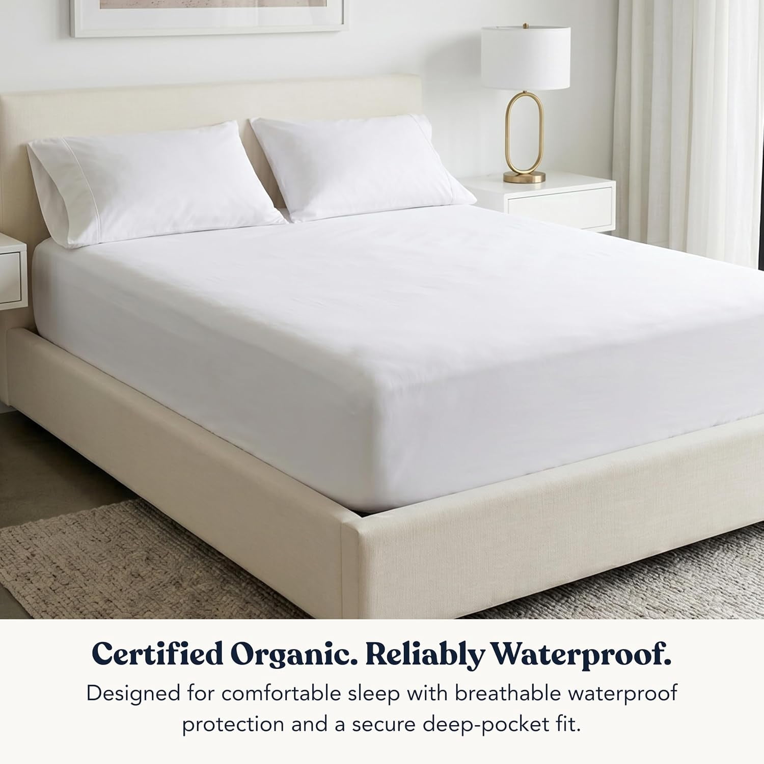 Delara Organic Waterproof Mattress Protector 100% Waterproof TPU Membrane, GOTS Certified Organic Cotton Surface, Noiseless & Breathable, 19" Deep Pocket, Machine Washable - King 78"×80"