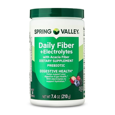 Spring Valley Daily Fiber   Electrolytes with Acacia Fiber Prebiotic Digestive Health Dietary Supplement, 7.4 oz